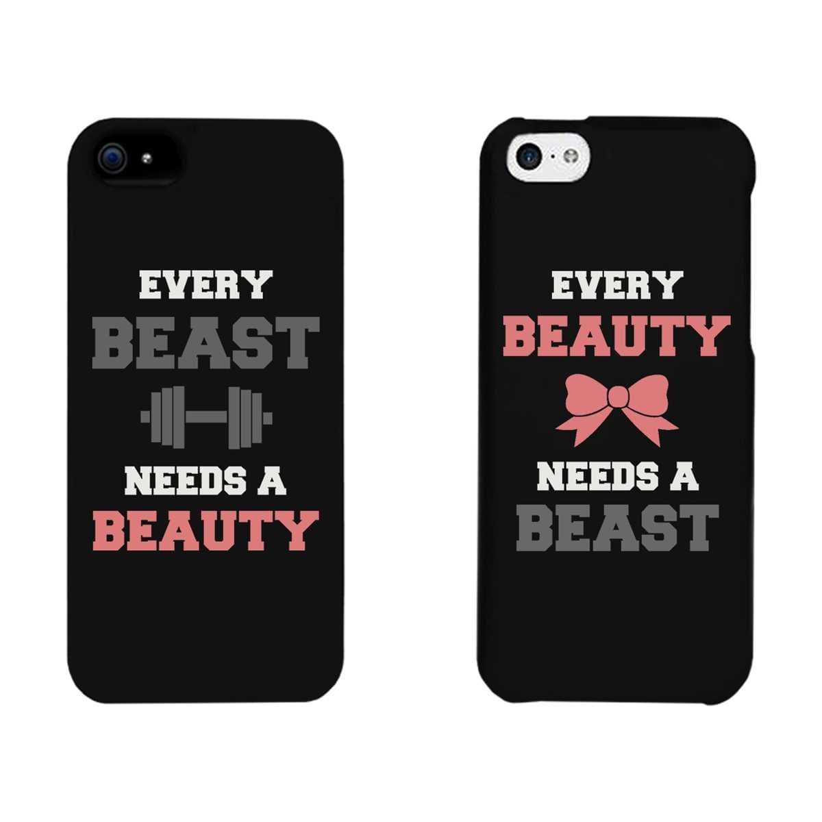 Every Beauty and Beast Black Matching Couple Phone Cases