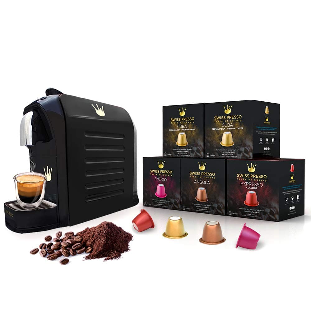 Espresso Coffee Machine with 50 Nespresso Compatible Capsules (Black)