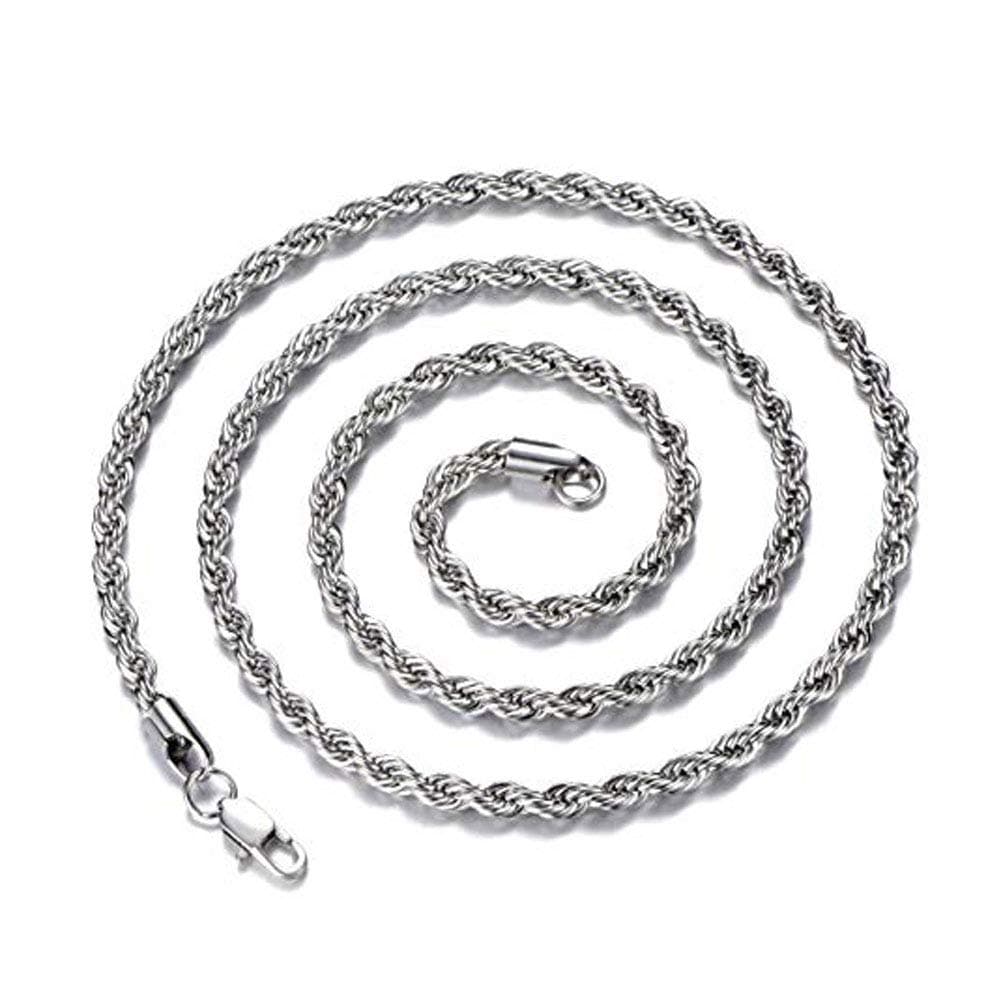 FEEL STYLE Stainless Steel Chain 925 Silver Rope Chains 3-5mm Twist Rope Necklace 14-30 Inch