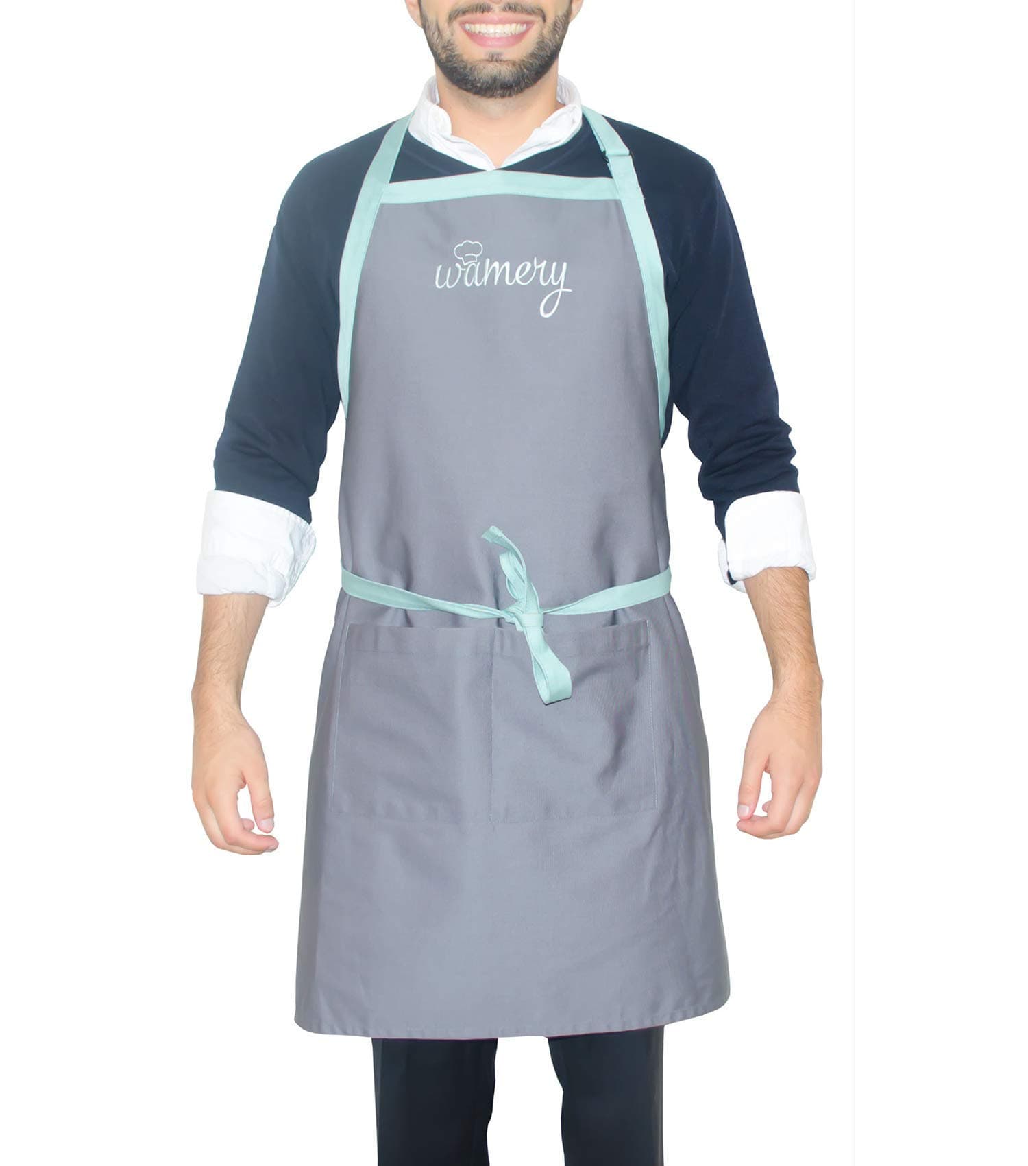 Bib & Waist APRON with Pockets. Men and Women. Ideal for Cooking, BBQ, grilling and baking. High half kitchen waitress apron set. Funny, Cute, Durable, resistant. A must in every chef's kitchen