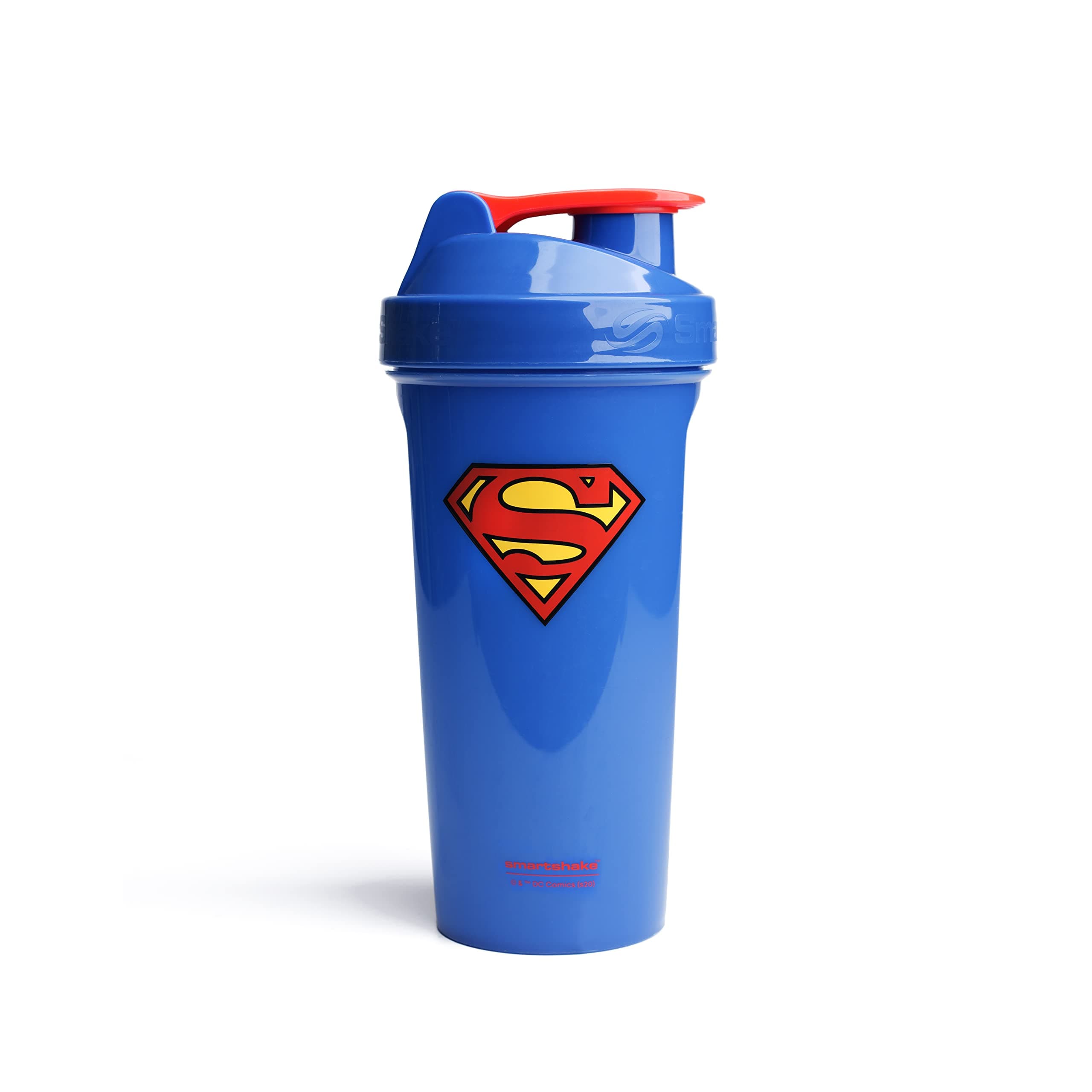 Smartshake Lite Justice League Superman Protein Shaker Bottle 800ml BPA Free Leak Proof Gym Protein Shake Bottle Protein Powder DC Comics Blue Water Bottle Superman Gift