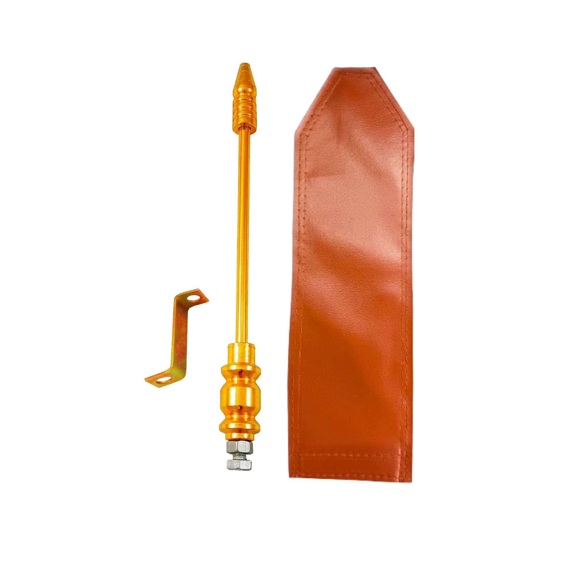 Golden Car Flag Rod with Bracket and Cover (Golden) for All Car Models/Judgement Rod/Corner Rod (Brown)