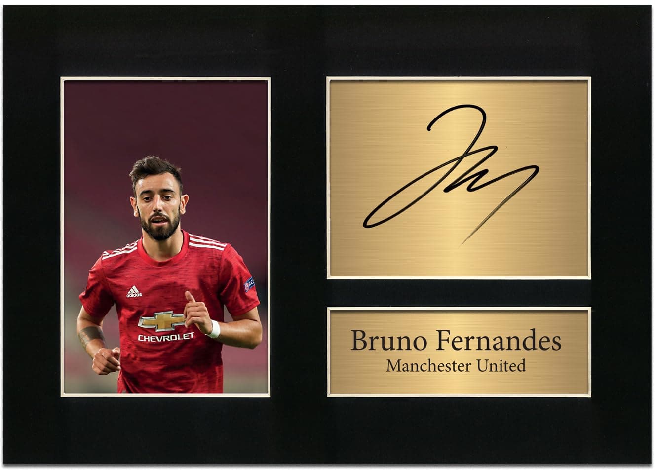 Zulu Image Bruno Fernandes Manchester United Man Utd Autograph Signed A4 Printed Photo Reproduction Print Picture Display No32, Black