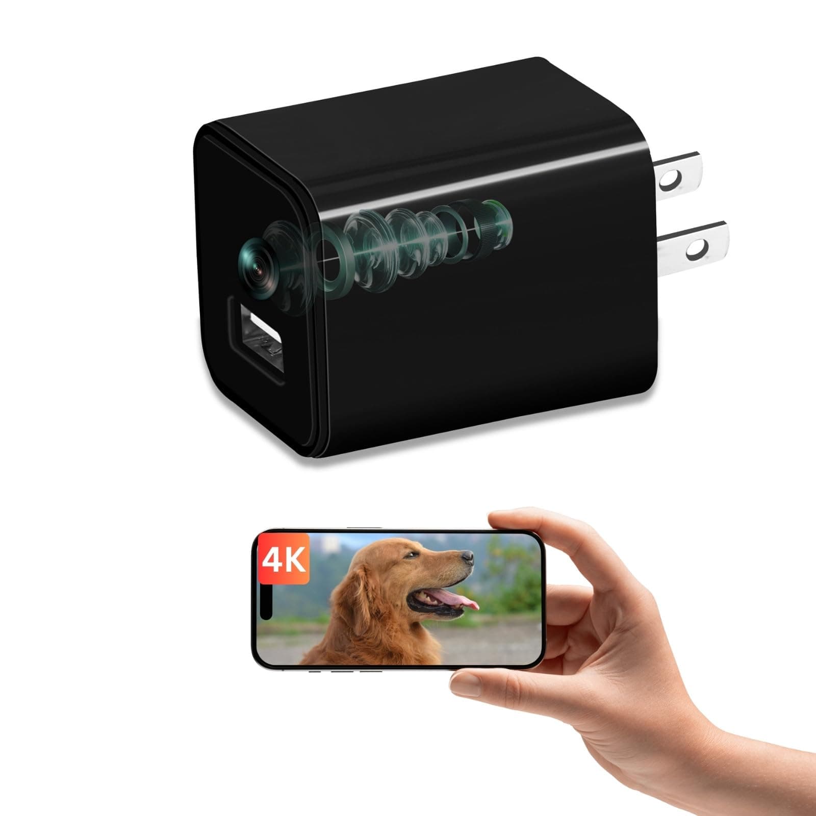 XXAXX 4K Ultra HD WiFi Hidden Camera, Streaming to Phone, Motion Detection, SD Card Slot, Phone App, Video Only