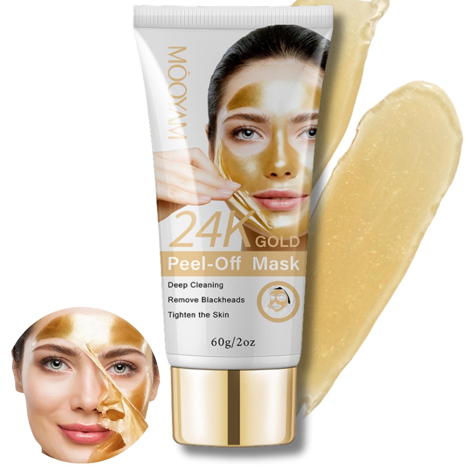 24K Gold Peel Off Face Masks, Blackhead Remover Peel Anti Wrinkle Anti Aging Facial Mask, Blackhead Peel Off Mask, Deep Skin Clean Purifying Acne, Reduces Fine Lines, Skin Care Peeling Face Mask