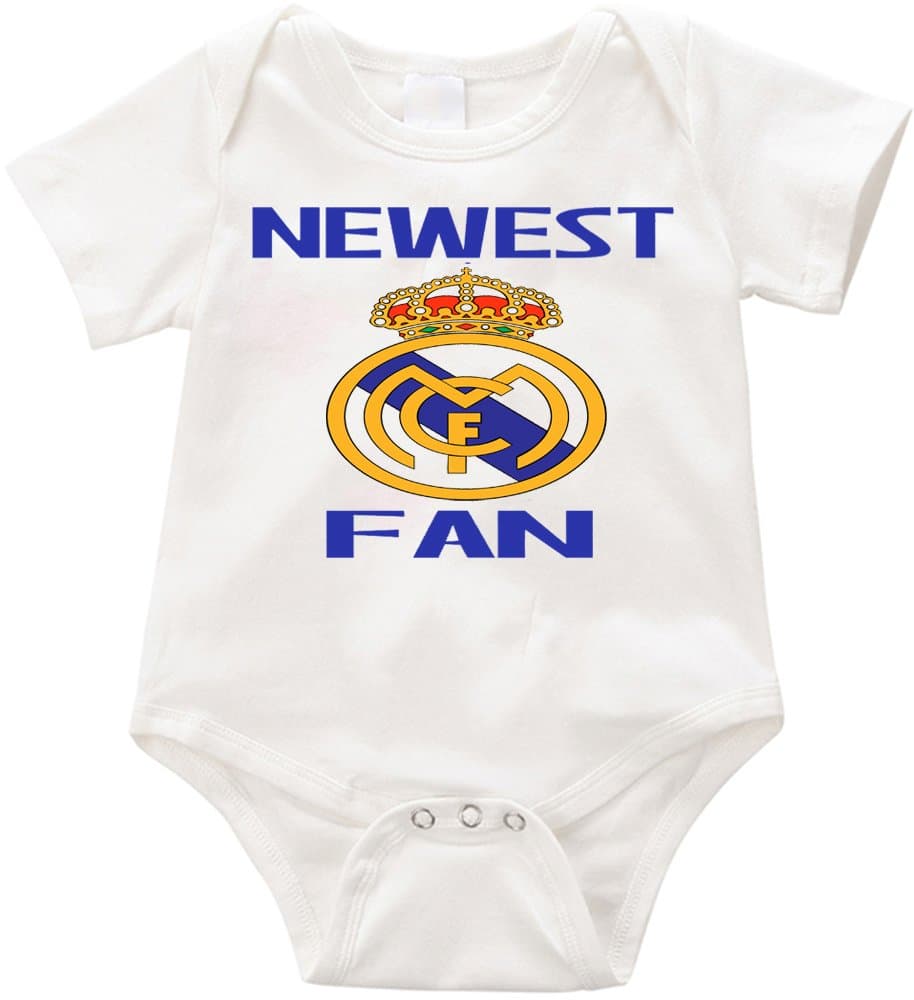 Official Newest Real Madrid Fan Unisex Romper Creeper Onesie (6-12months, White)
