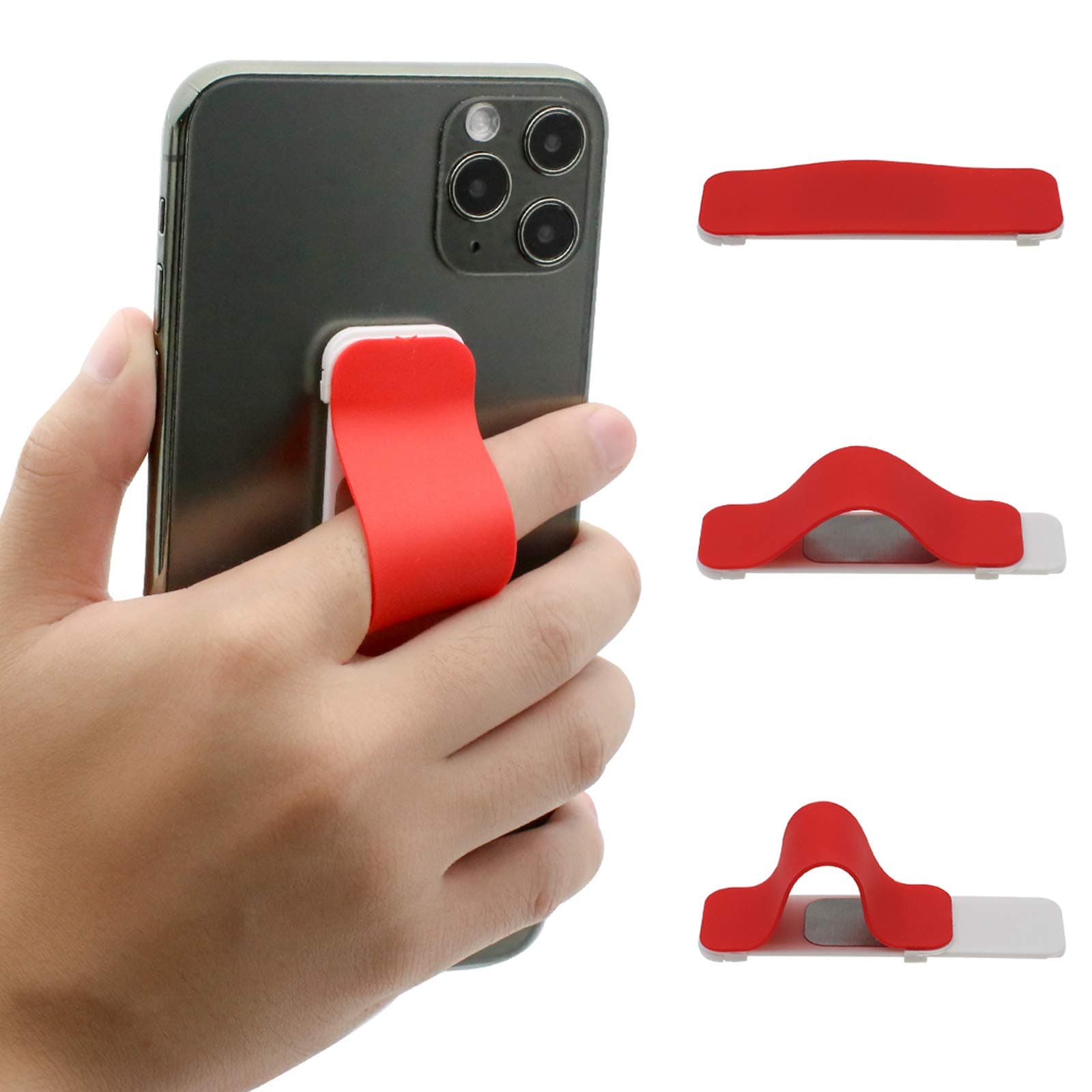 Finger Strap for Phone, AOLIY Cell Phone Grip Stand, Finger Grip, Phone Holder for iPhone Android Smartphone Small Tablet Mobile Device (PU White)