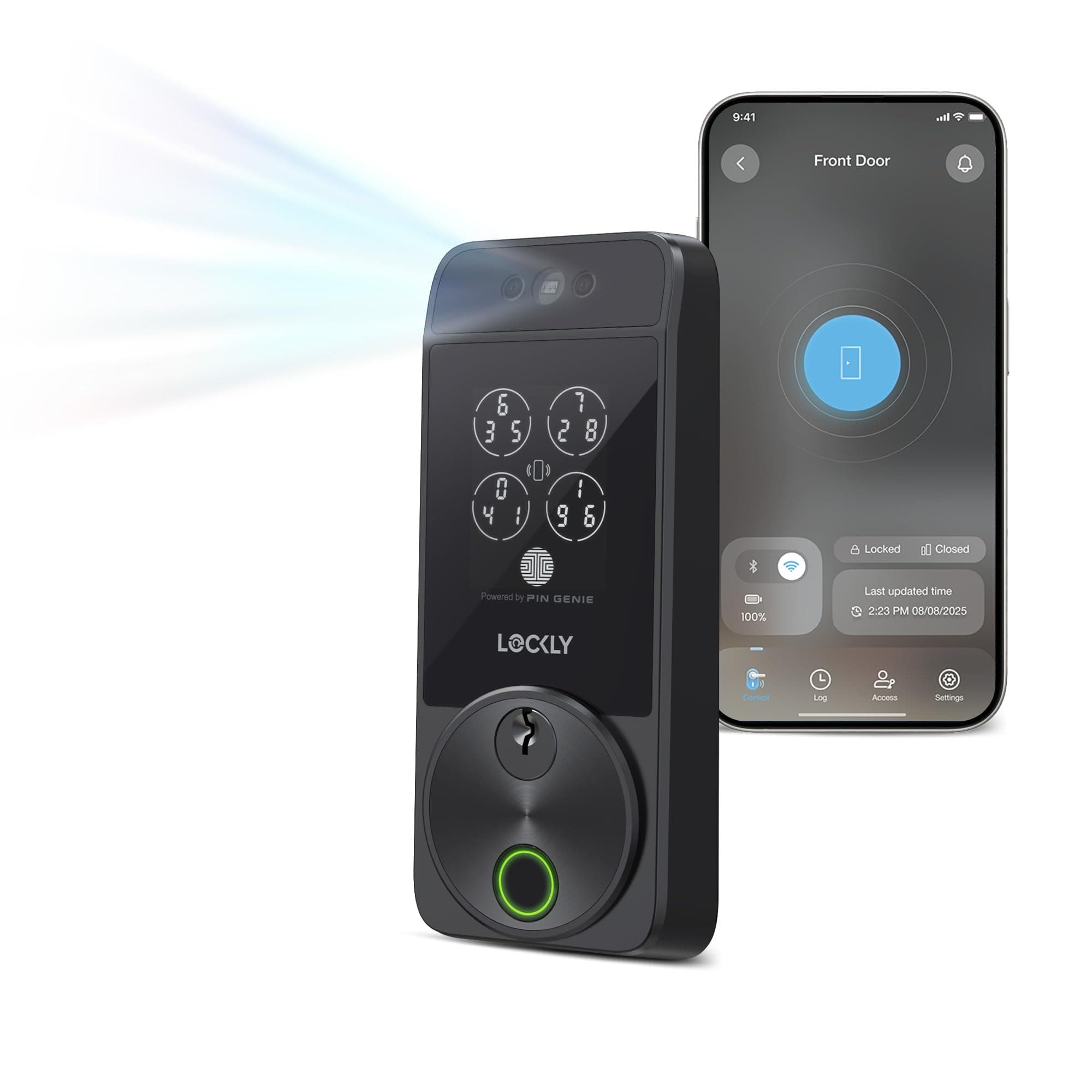 Visage Zeno Series Smart Lock, Facial Recognition & Fingerprint Keyless Entry Door Lock, Built-in Wi-Fi Deadbolt with Apple Home Key, PIN Genie Keypad, App Remote Control (Matte Black)