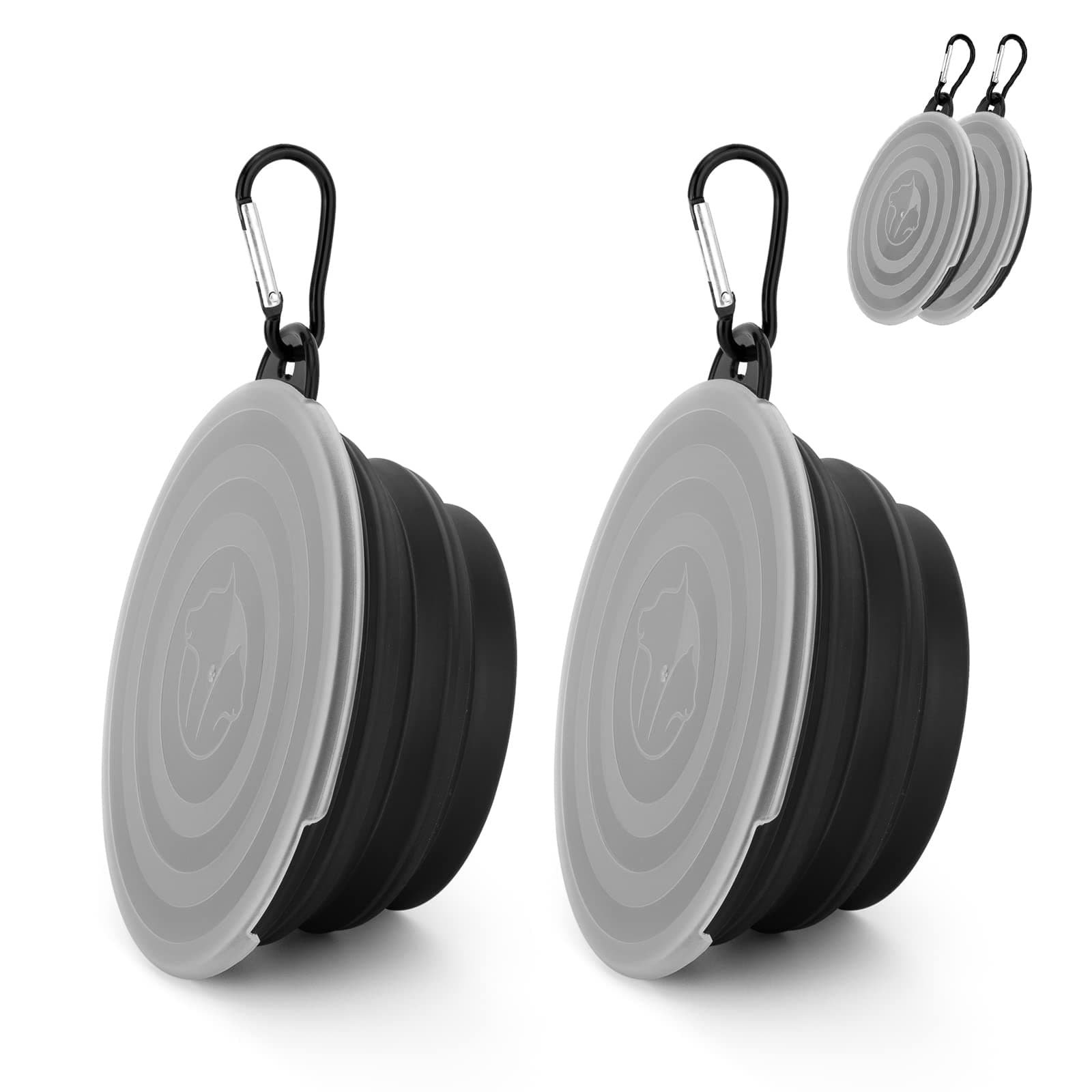 SLSON Dog Bowls Pet Collapsible Bowl with Cover Lids,2 Pack Dog Travel Bowls Portable Foldable Cat Water Dish Bowl for Pets Walking Parking Camping (Black and Black, Small)