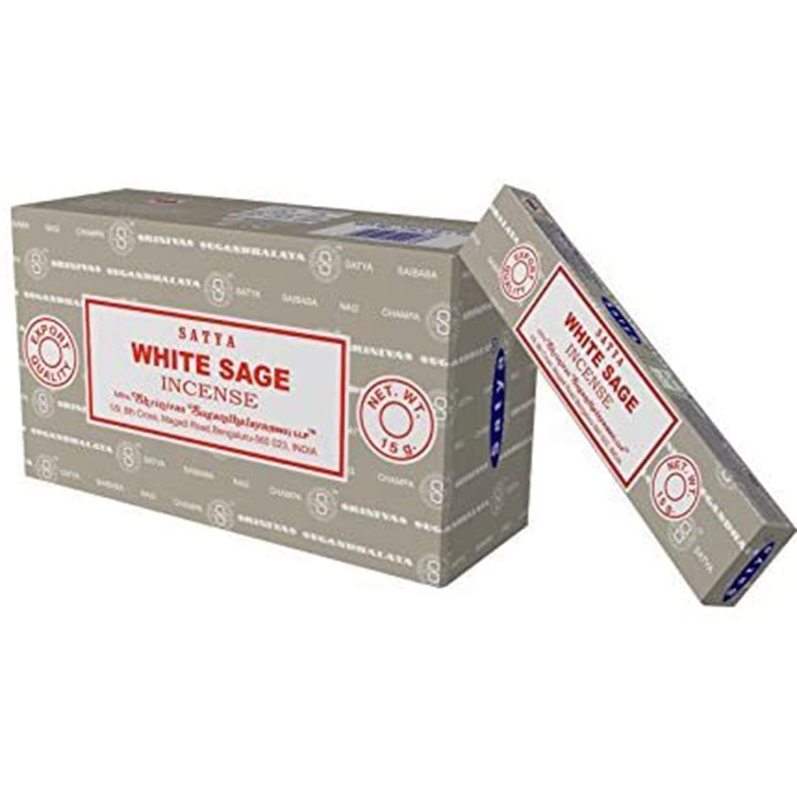 Nag Champa Sage Incense Sticks (White, 15g) Pack of 12