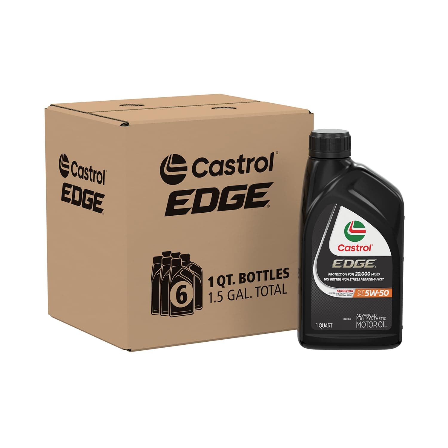 EDGE 5W-50 Advanced Full Synthetic Motor Oil, 1 Quart, Pack of 6