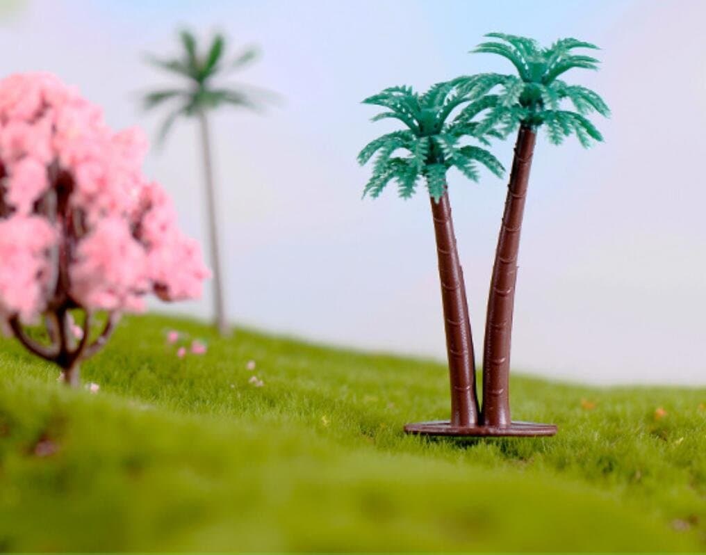 Genonaute Fairy Garden Coconut Trees Simulation Palm Tree Model for Micro Landscape Ornaments (3pcs)