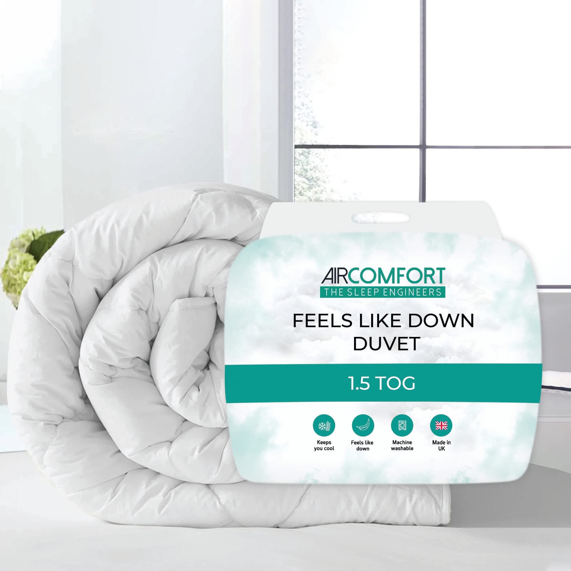 1.5 Tog Feels Like Down Summer Bliss - Anti Allergy Cool Hollowfibre Bed Duvet for Warm Sleepers - Super King