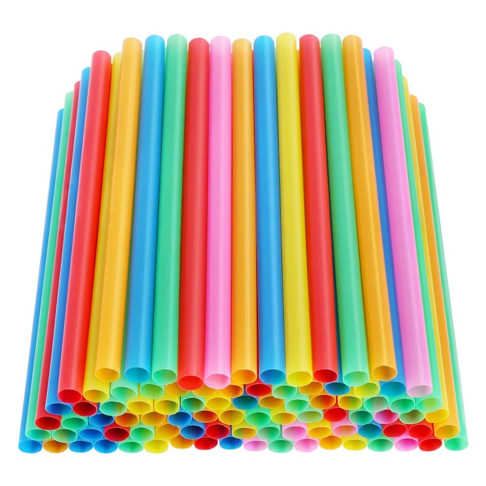 Alotpower Jumbo Smoothie Straws 100pcs, Colorful Disposable Plastic Straws Wide-mouthed Large Straw Wide Straws for Milkshake and Smoothie