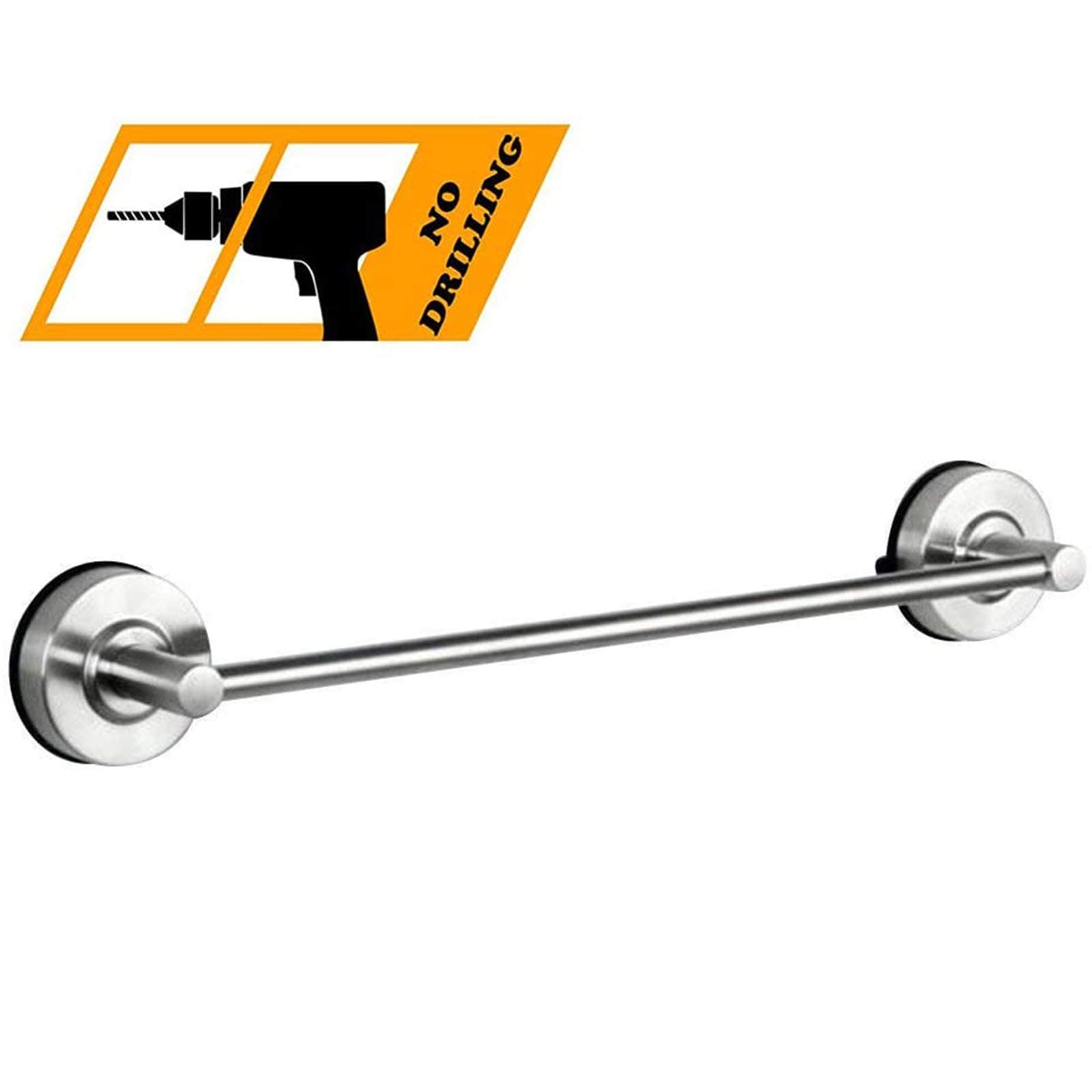 Morcare Vacuum Suction Cup Towel Bar Rail,Removeable Shower Mat Rod Shower Door Adhesive Towel Bar Suction Towel Rack (16 inch)