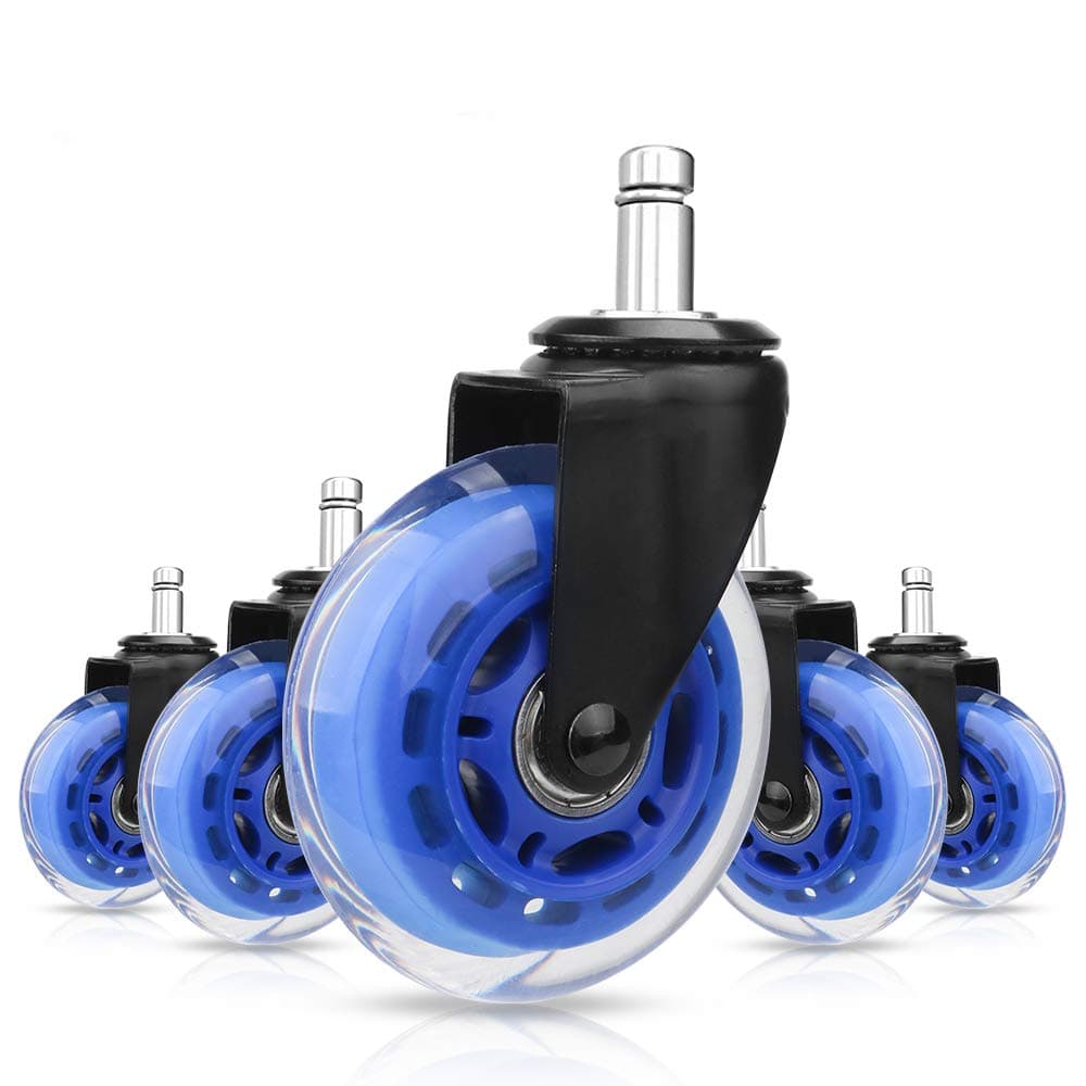 Office Chair Caster Replacement Wheel for Hardwood Floor and Carpet, Heavy Duty Universal Floor Safe Caster Set of 5,Rubber Wheels Office Chair to Replace Office Chair mats,fits 98% Chairs