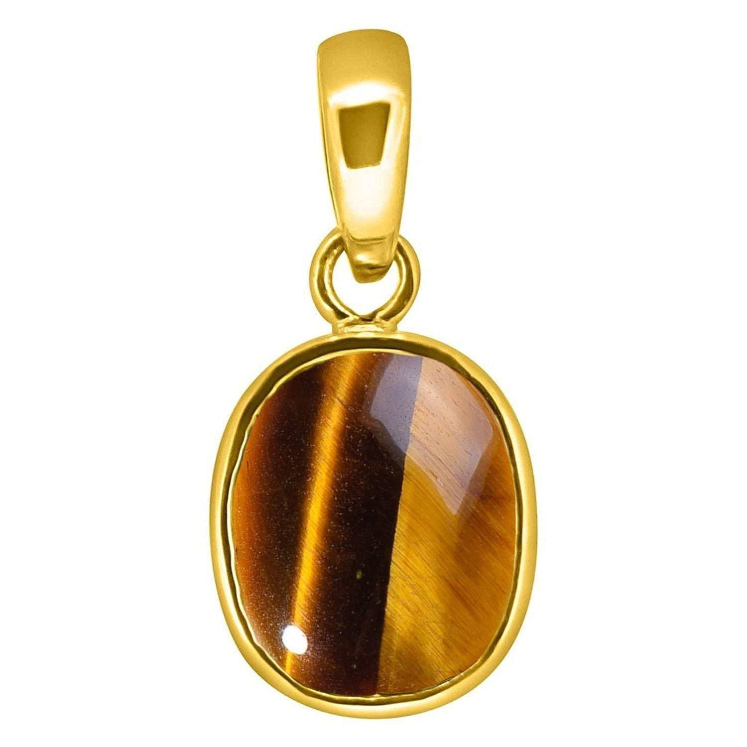 Swasti Retail 7.25 Ratti Rashi Ratna Natural and Certified Golden Crystal Tiger's Eye Stone Ashtadhatu Pendant for Men and Women