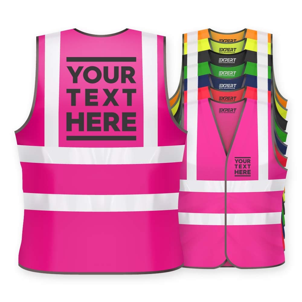 Hi Vis Personalised Vest Safety Reflective Waistcoat Custom Printed Security Hi Viz - Add Your Logo