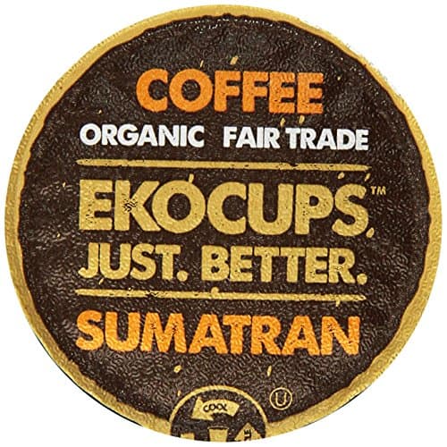 EKOCUPS Artisan Organic Sumatran Coffee, Dark roast, in Recyclable Single Serve Cups for Keurig K-cup Brewers, 10 count