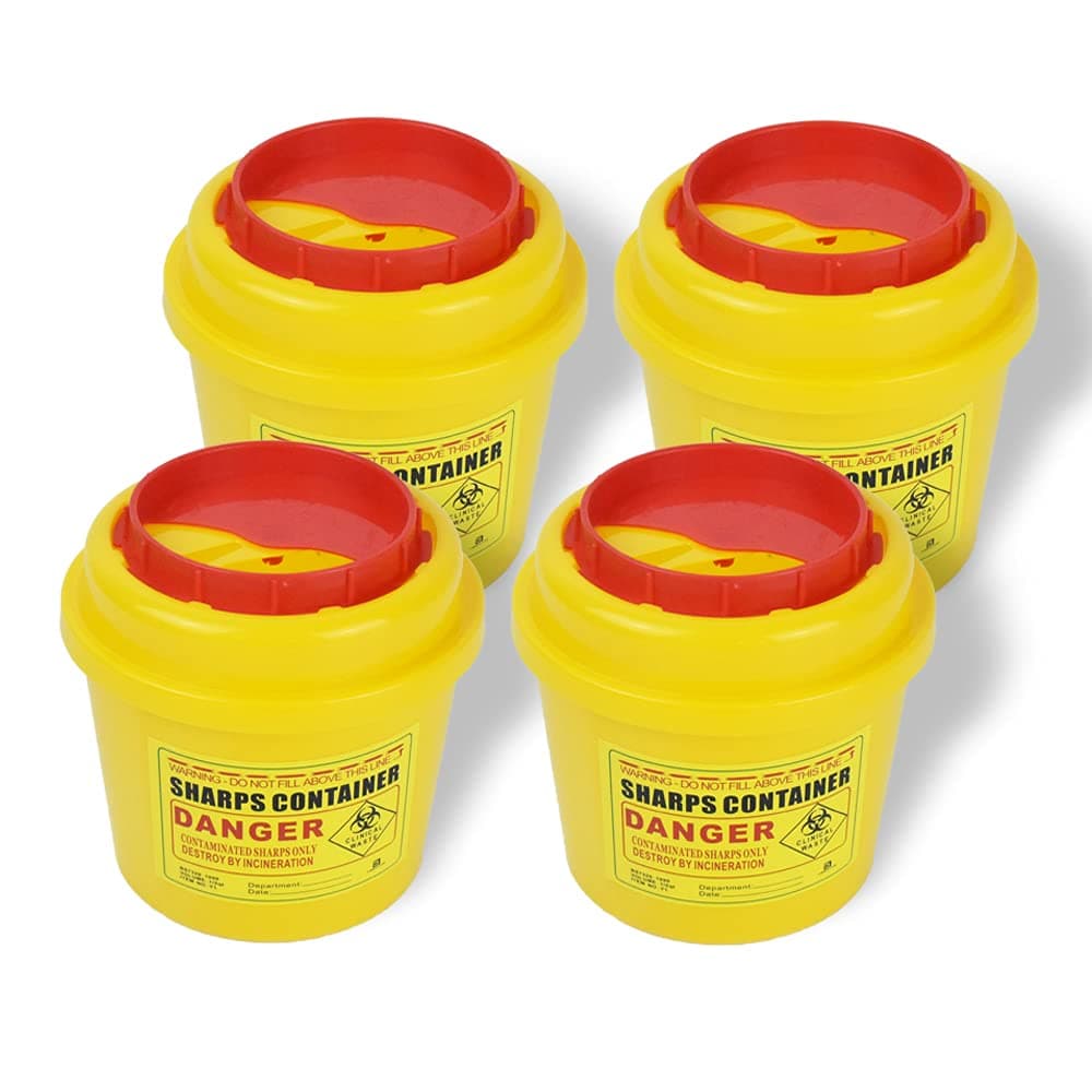 Sharps Container 1L (Pack of 4),Sharps Needle Disposal Containers,Biohazard Containers Sharps Box Small Sharps Container Needle Disposal Box