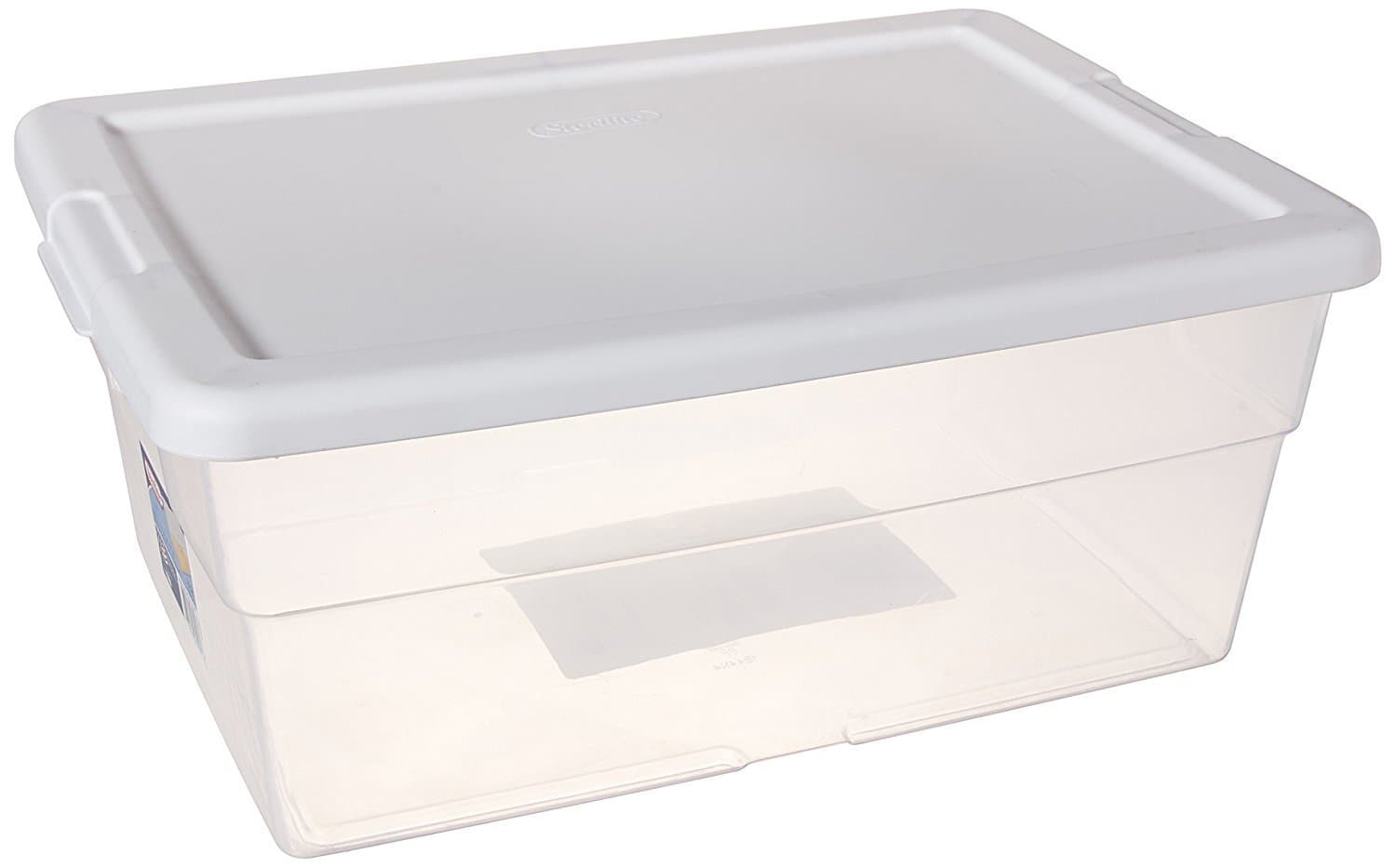 16 Quart Basic Clear Storage Box with White Lid (Pack of 2)