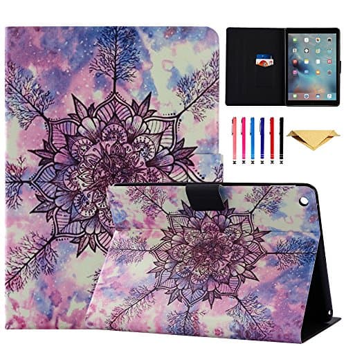 Monstek iPad Air 2 Case,Leather Case Card Slots Flip Wallet Cover with Stand for iPad Air 2/iPad 6,Milky Tree