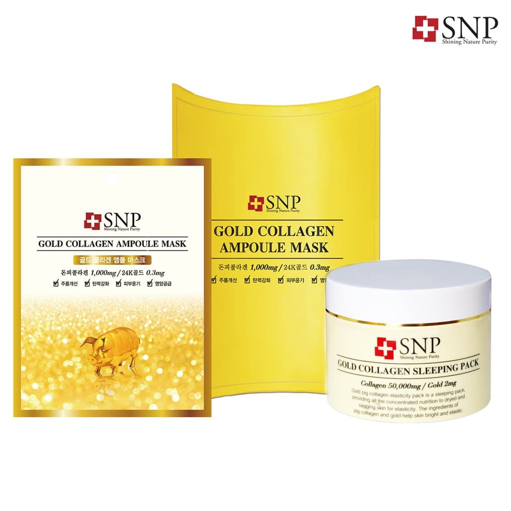 [SNP Cosmetic] Bird's Nest & Gold Collagen & Diamond Set (Gold Sleeping Pack 100g + Mask 10ea)