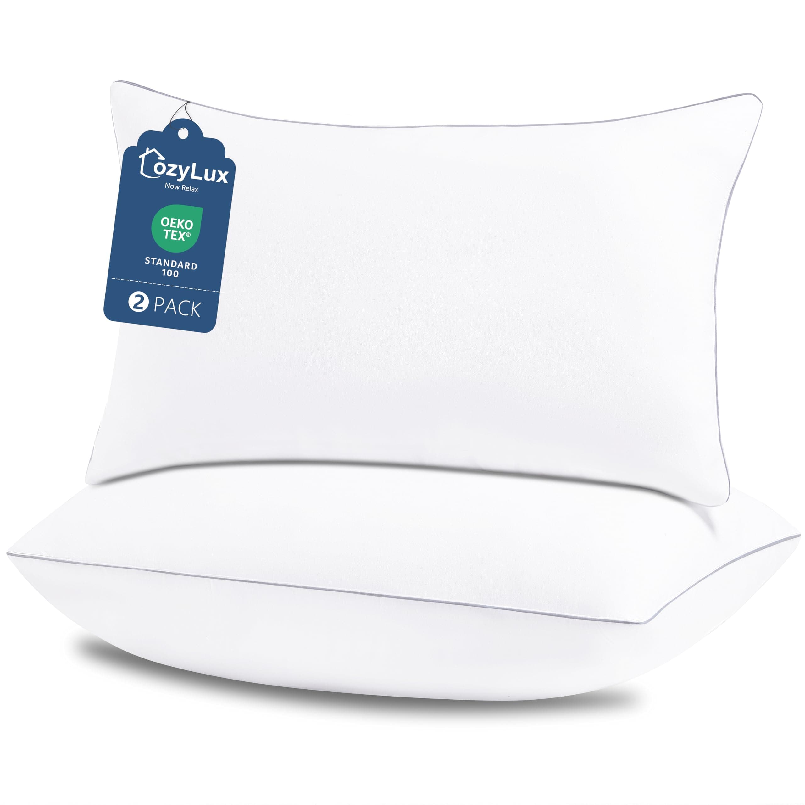 CozyLux Pillows Queen Size Set of 2, Hotel Quality Bed Pillows for Sleeping 2 Pack, Cooling Pillows for Side Back and Stomach Sleepers, Down Alternative Luxury Soft Supportive Fluffy Pillows (18x28)