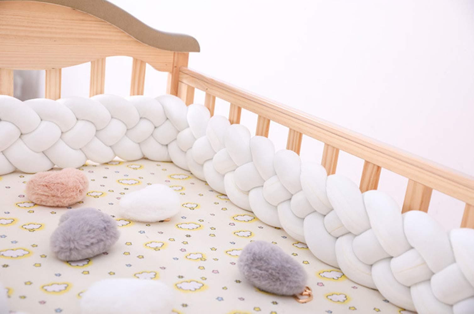 RAILONCH Baby Cot Bed Bumper Braid Pillow Cotton Nursery Decorations Braided Bumper Children's Room Decoration Pillow Skin Soft for Baby Nursery Crib Bedding 2M/3M
