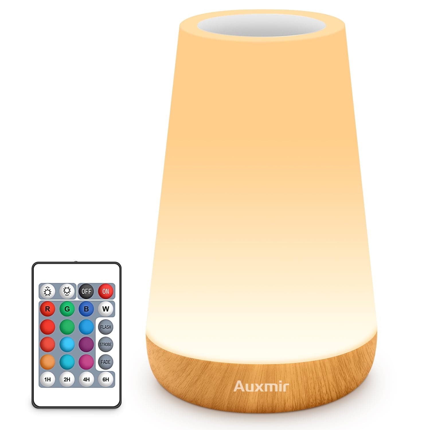 Auxmir Night Light, LED Touch Bedside Table Lamp, Remote Control Dimmable Light with RGB Color Changing, USB Rechargeable, Portable Lamp for Children, Kids, Bedroom, Living Room, Camping