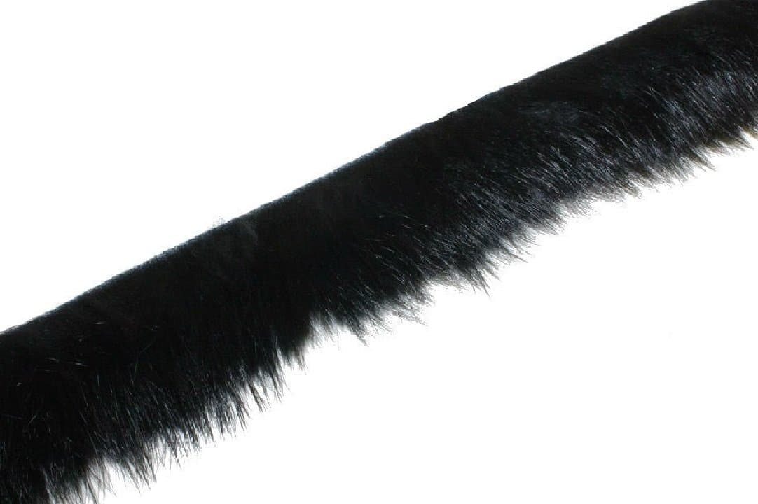 Raw Edged Real Rabbit Fur Trim (Black)