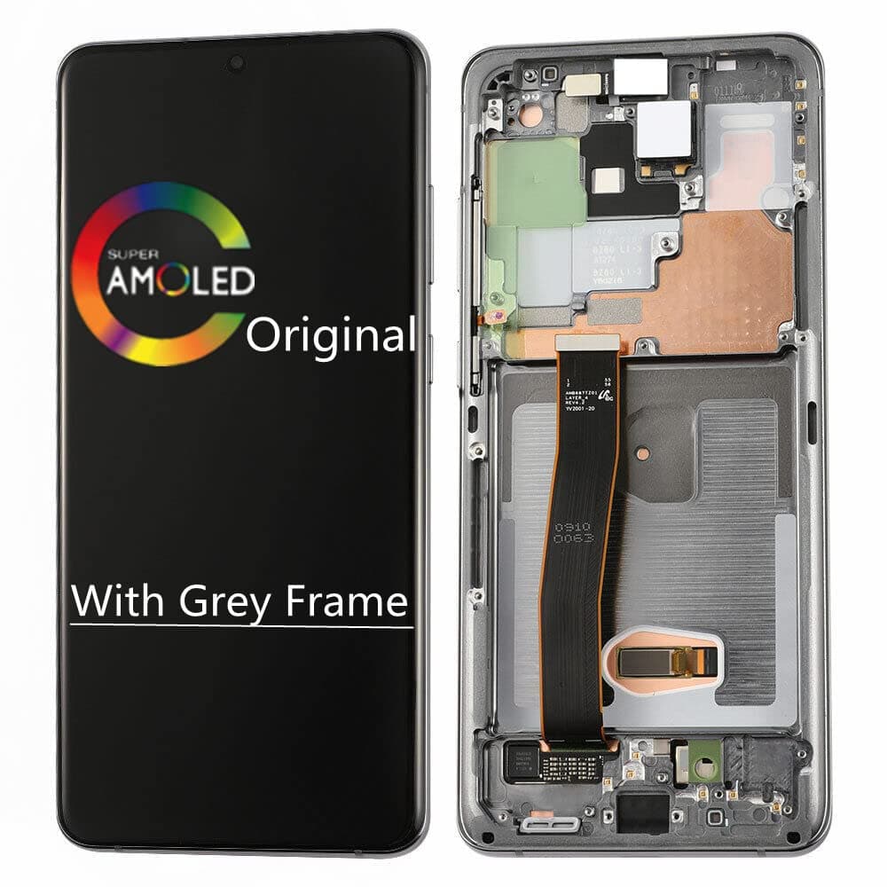 6.9" Original AMOLED for Samsung Galaxy S20 Ultra LCD Screen Replacement S20Ultra 5G G988 G988U G988BU1,G988W,G988B/DS Touch Screen Display Digitizer (with Grey Frame)