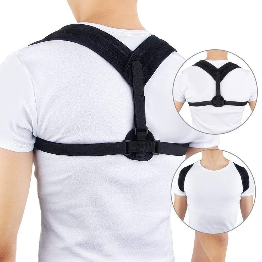 Back Shoulder Posture Corrector Adjustable Clavicle Brace Support Strap Correction Belt (Black, Medium)