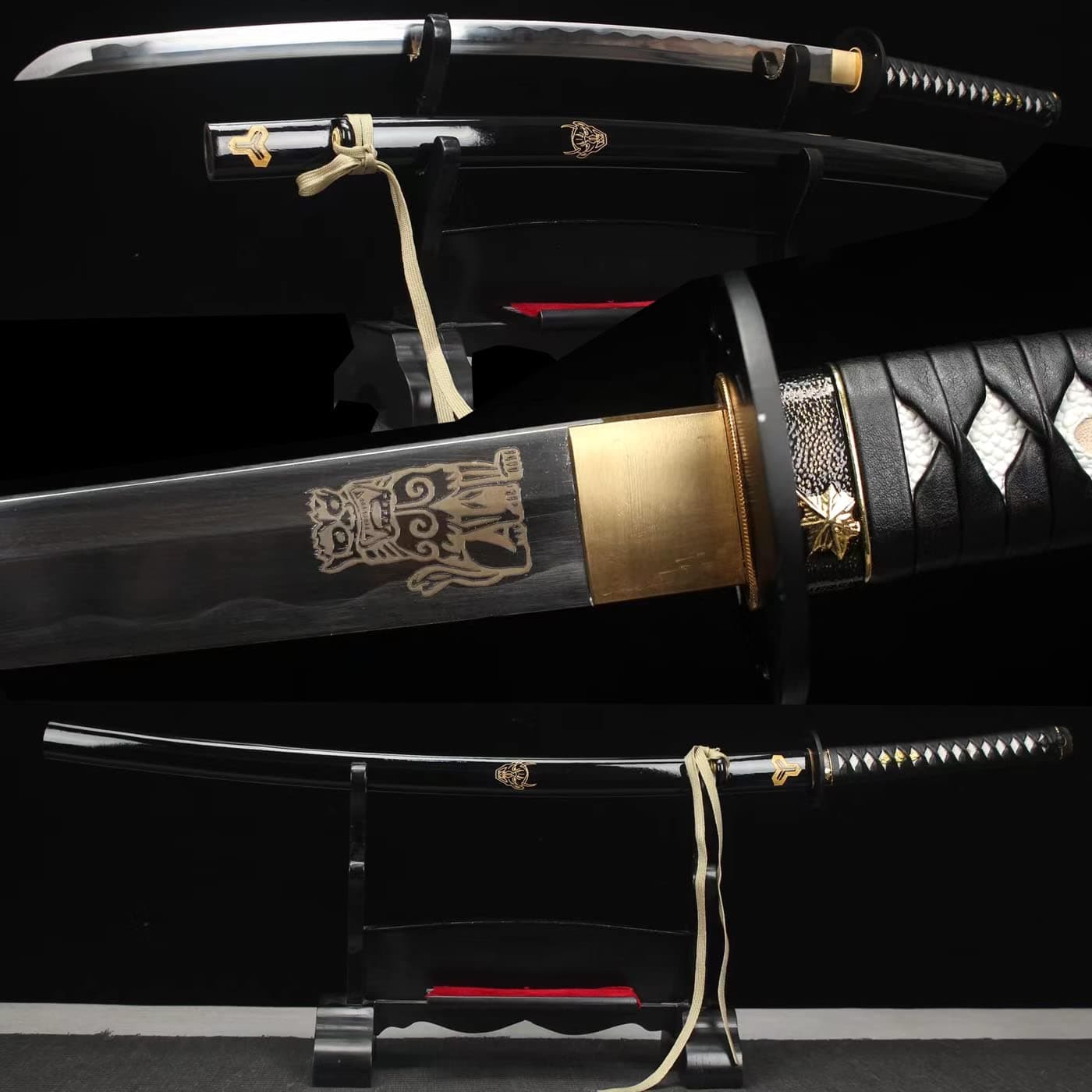 HERO SWORD-Fully Functional Hattori Hanzo Kill Bill Katana Sword, Japanese 1045 Carbon Steel Samurai Sword, Hand Forged Heat Tempered, Full Tang, Sharp, Black Scabbard