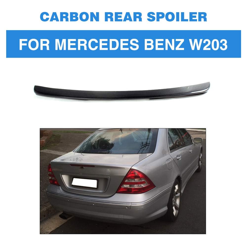 HJHNB Real Carbon Fiber Performance Rear Spoiler, Trunk Lid Lip Highkick Wing for Mercedes Benz W203 2001-2006 C200 C240 C320 C55 AMG C-Class