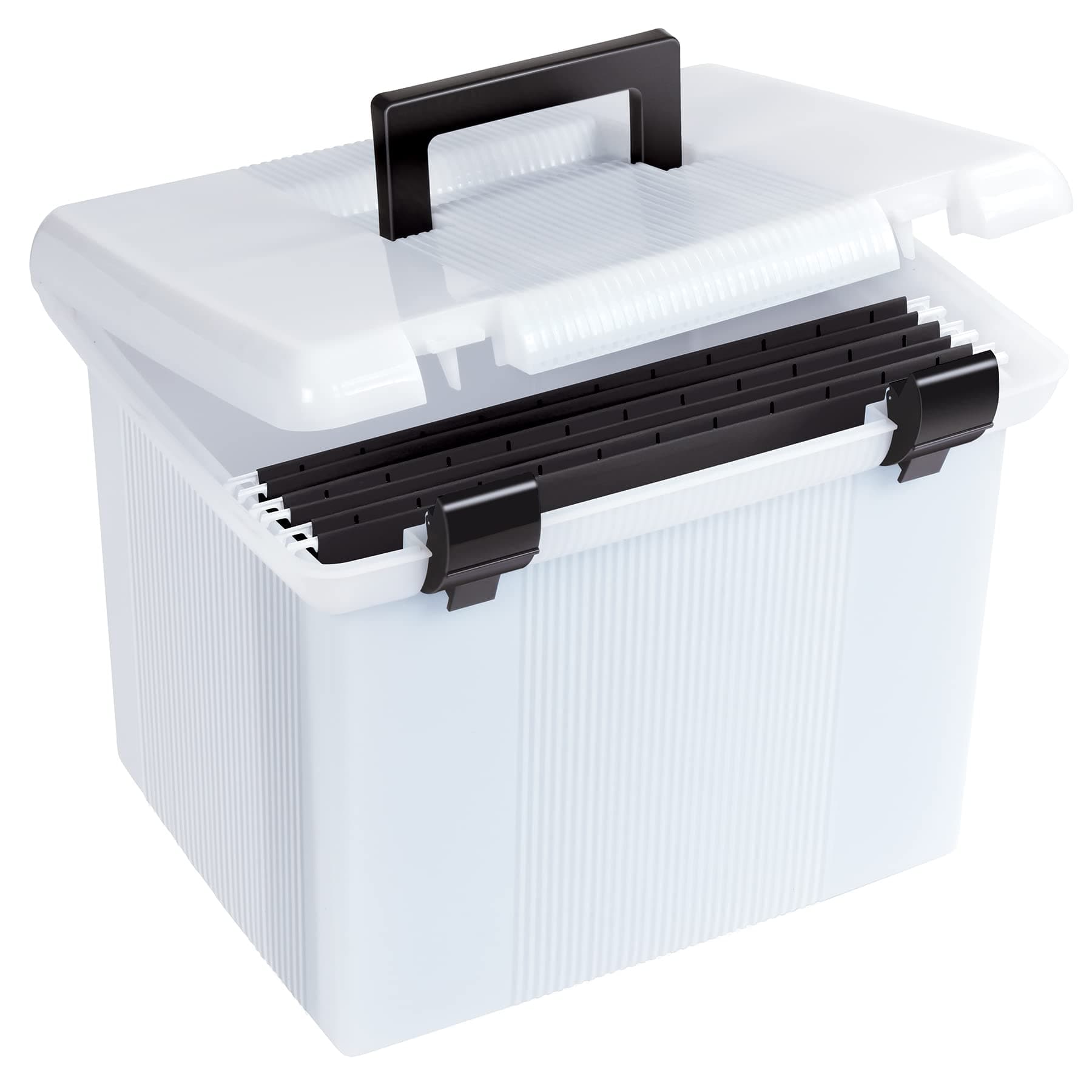 Pendaflex Portable File Box, Frosted White, Hinged Lid with Double Latch Closure(41745AMZ)