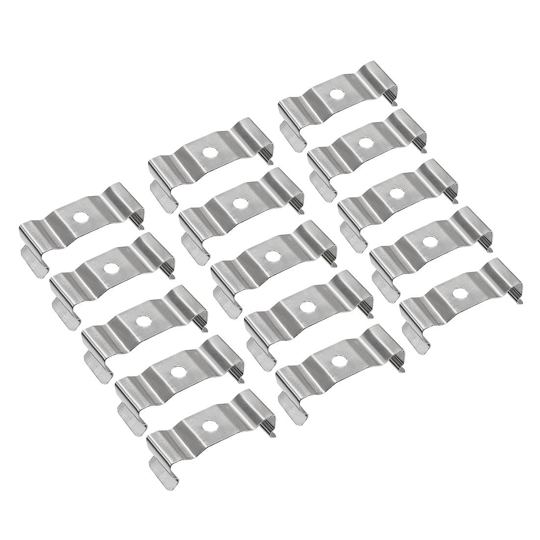 sourcing map T8 Clips Bracket Hanger for Integrated Tube Light Fixture, Nickel-Plated Manganese Steel, Pack of 15