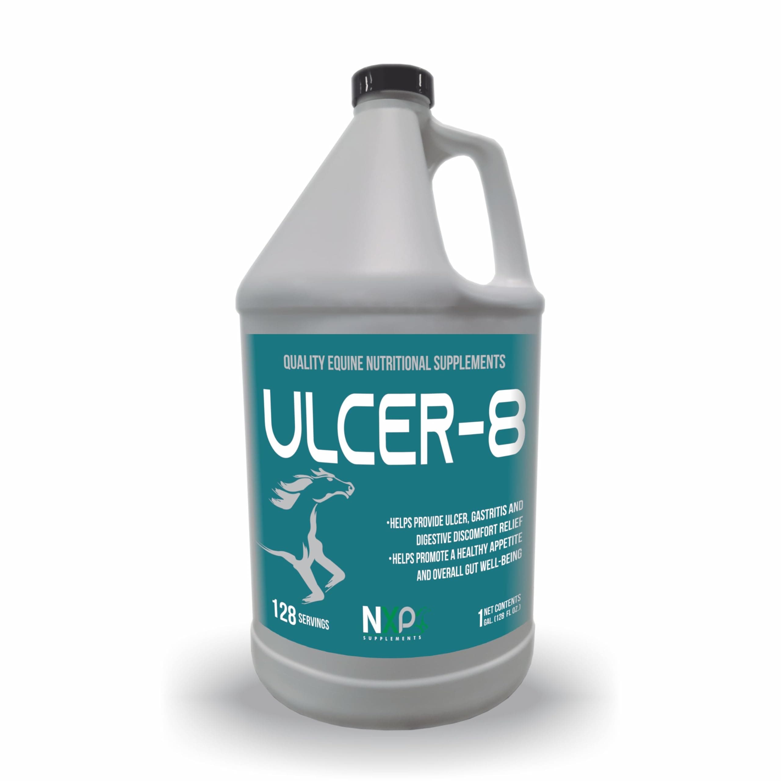 Ulcer-8 - Ulcer Gastritis & Colic Relief Appetite Digestion Supplement for Horses by NXP Supplements - 1 Gallon (128 oz)