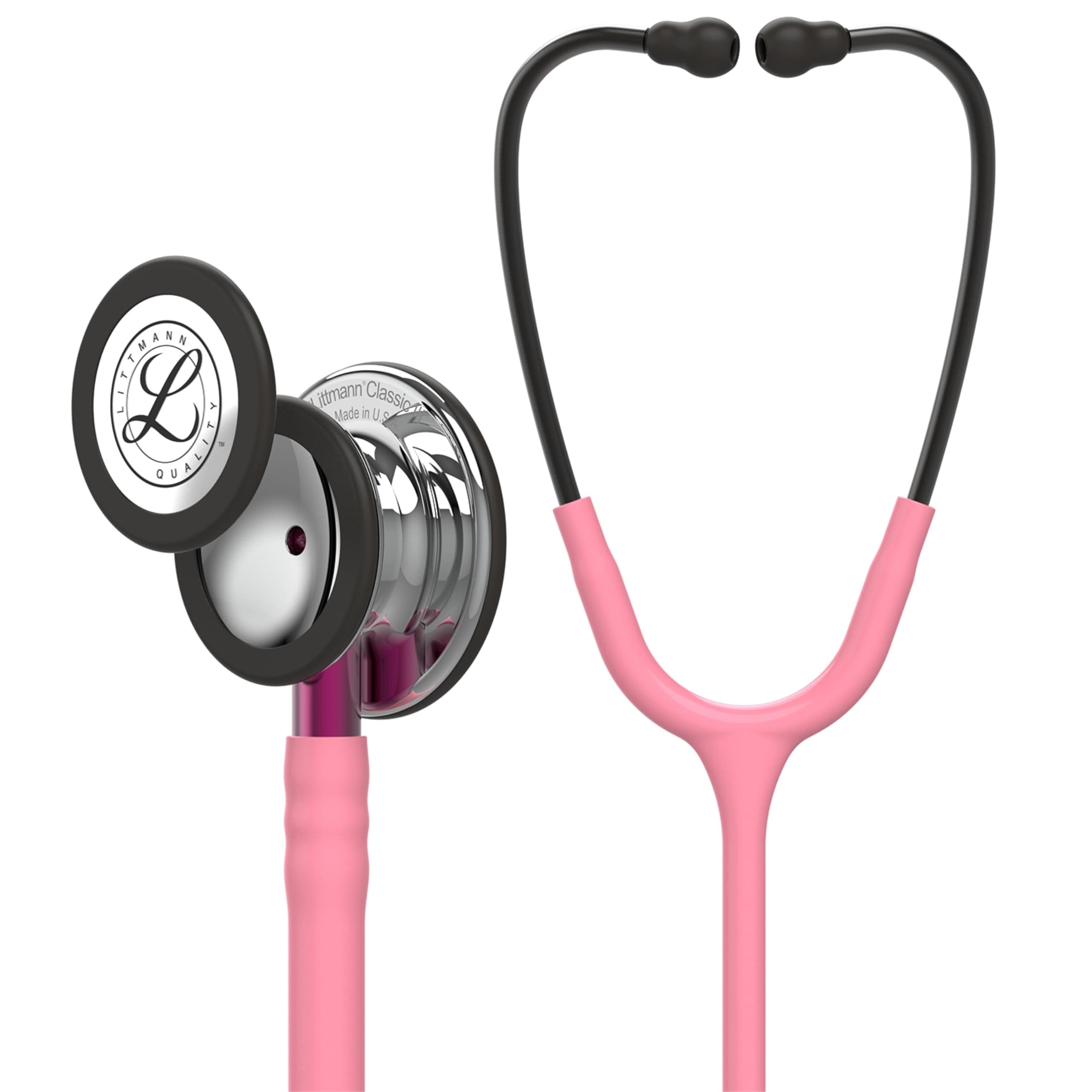 Classic III Monitoring Stethoscope, Mirror Chestpiece, Pearl Pink Tube, Pink Stem and Smoke Headset, 27 inch, 5962