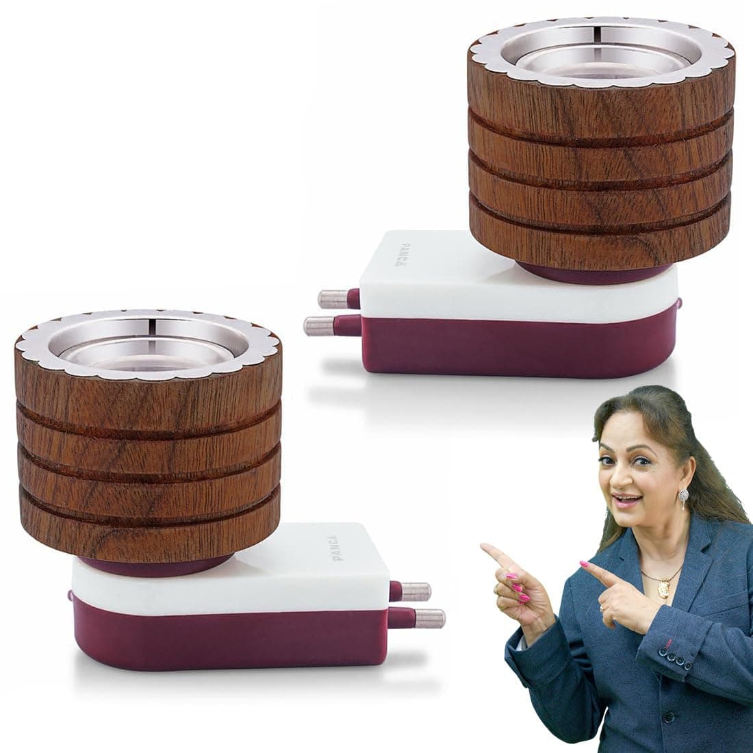 PANCA Sheesham Wooden Kapoor Dani Set of 2, Pooja Camphor Diffuser for Home Bakhoor Burner Puja Kapoor Dani Electric for puja Lamp Machine Diffuser (Set of 2)