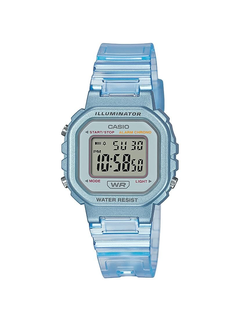 Illuminator Alarm Chronograph Clear Blue Digital Watch LA-20WHS-2A