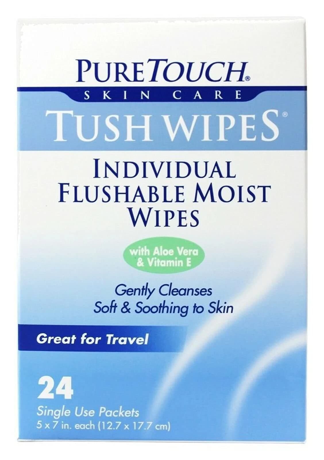 Tush Wipes for Adults 24 Individual Flushable Moist Wipes