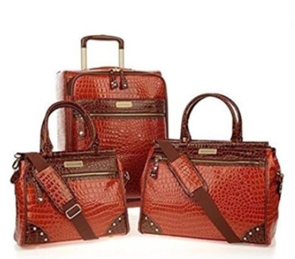 Samantha Brown 3 piece Luggage Set , 21" Spinner & 2 Dowel Bags Koi Orange