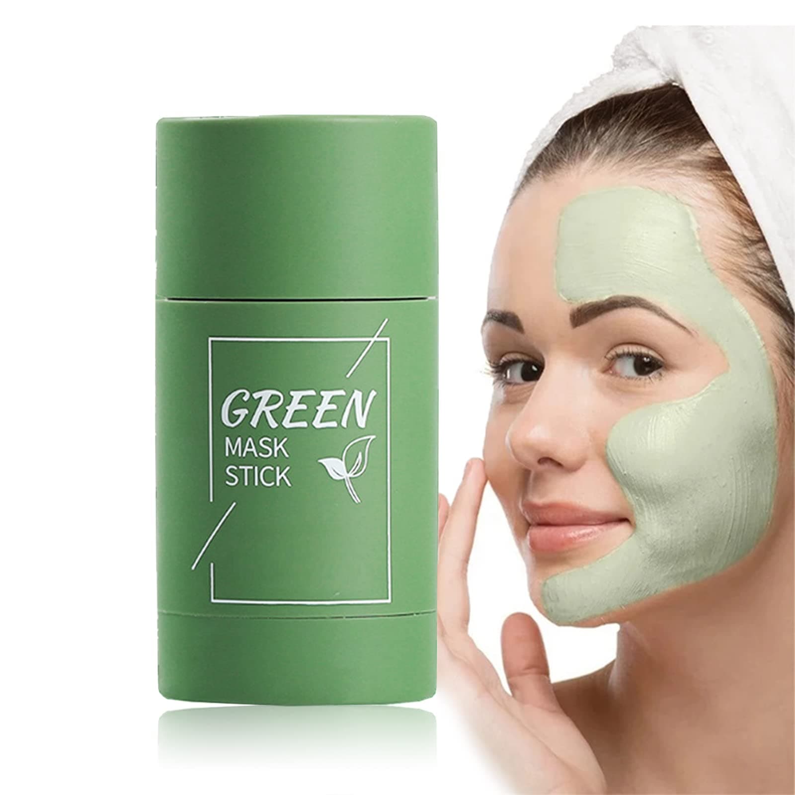 Green Tea Cleansing Mask Stick, Blackhead Remover Green Mask Stick Poreless Deep Cleanse Purifying Clay Stick Mask Skin Care,Anti-Acne Facial Pore Cleanser Oil Control For All Skin Types (1 Pack)
