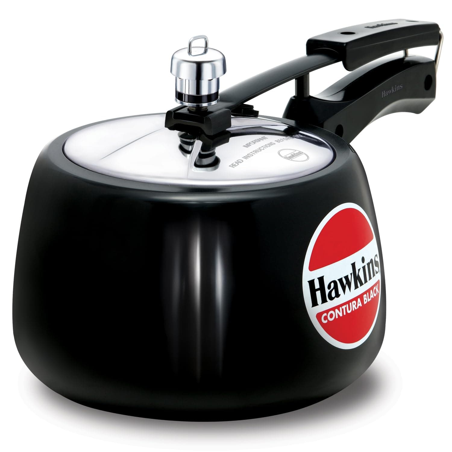 3 Litre Contura Black Pressure Cooker, Hard Anodised Inner Lid Cooker, Handi Cooker, Black (CB30)