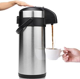 Airpot Coffee Dispenser with Pump - 169 Oz Insulated Stainless Steel Coffee Carafe - Thermal Beverage Dispenser - Coffee Urn for Hot/Cold Water, Party Chocolate Drinks