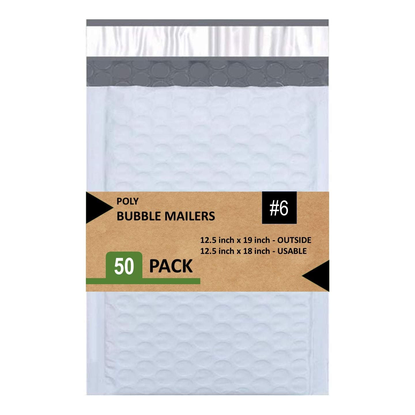 #6 Poly Bubble Mailers 12.5x19 Inches Shipping Padded Envelopes Self Seal Waterproof Cushioned Mailer, White (PBMVR_12.5X19-50), 50 Pack