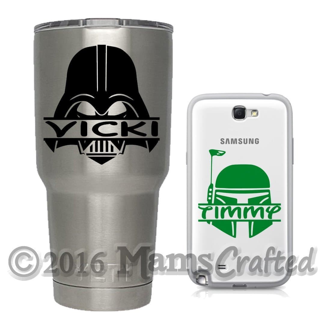 Star Wars-Inspired "Split" Vinyl Decal Vader, Kylo Ren, StormTrooper, Boba Fett, Jango Fett Yeti | Bottle | Cup | Laptop | Phone | Tablet | Personalized