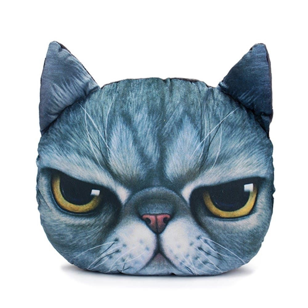 Plush Creative 3D Cat Throw Pillows Meow Star Sofa Bed Cushion 38x33cm. (Anger)