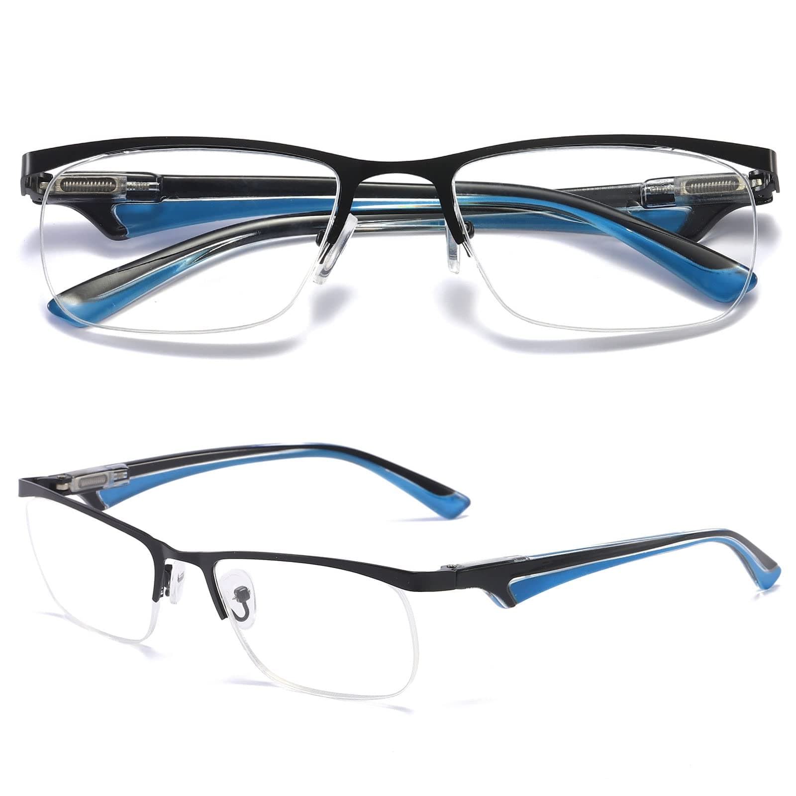 MAGIMODAC Anti Blue Light Reading Glasses Metal Half Frame Rim Readers Glasses for Men and Women Fashion 1 Pcs